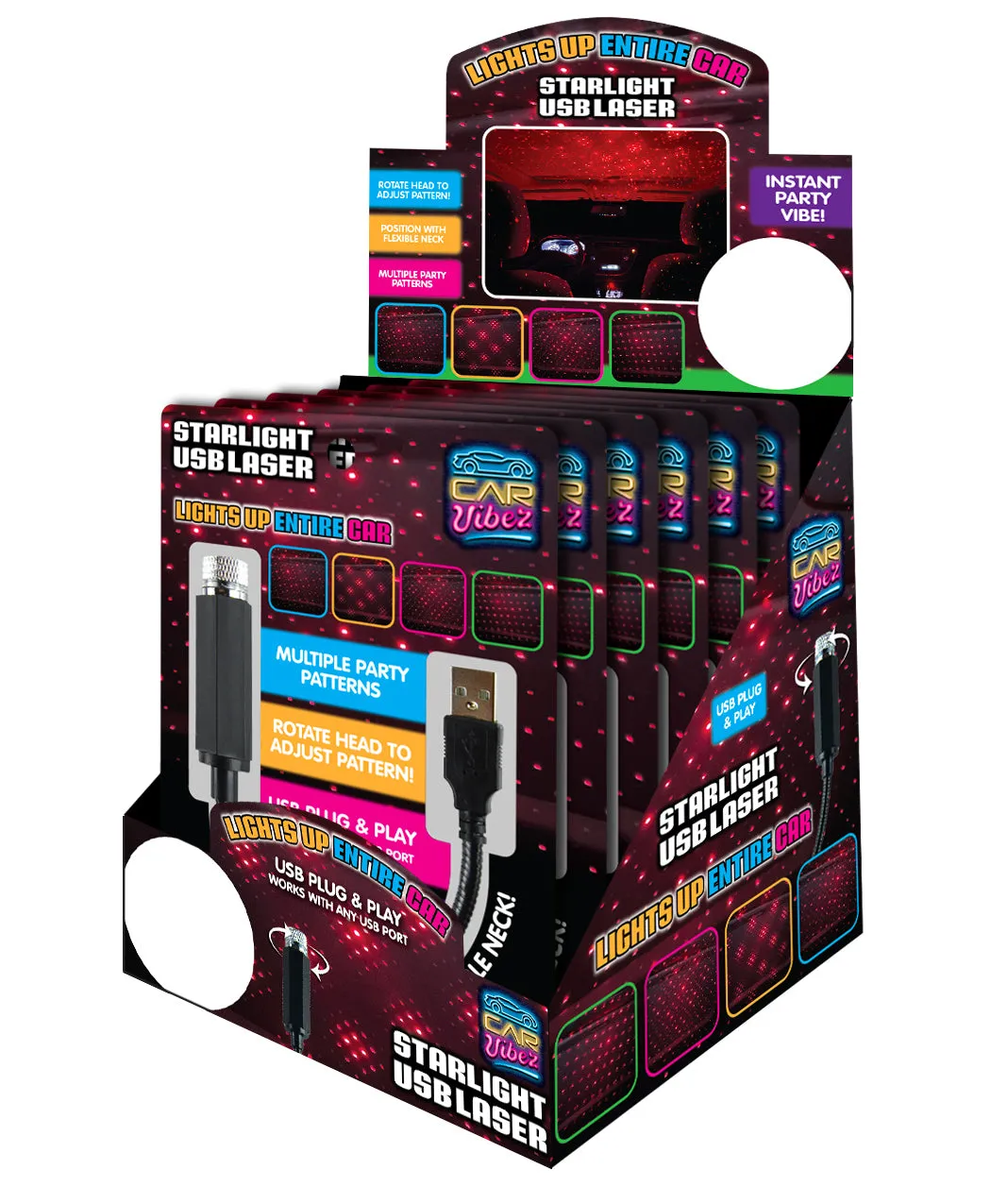 Car Mood Starlight USB Laser - 6 Pieces Per Retail Ready Display 23306