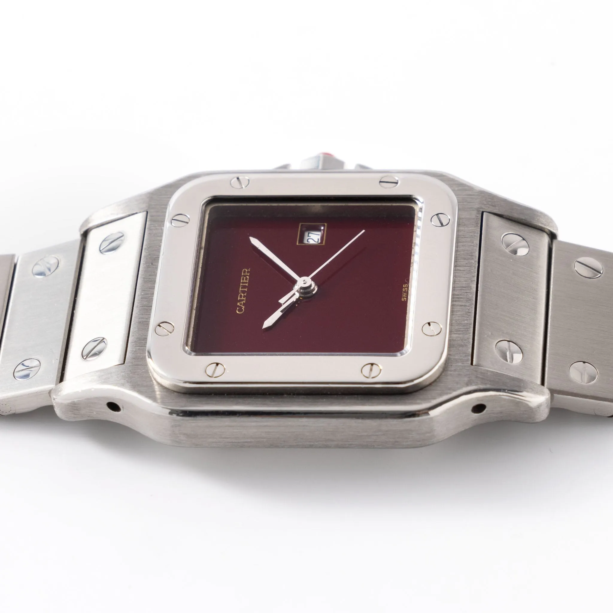 Cartier Santos Carrée Steel with Burgundy Dial Ref 2960