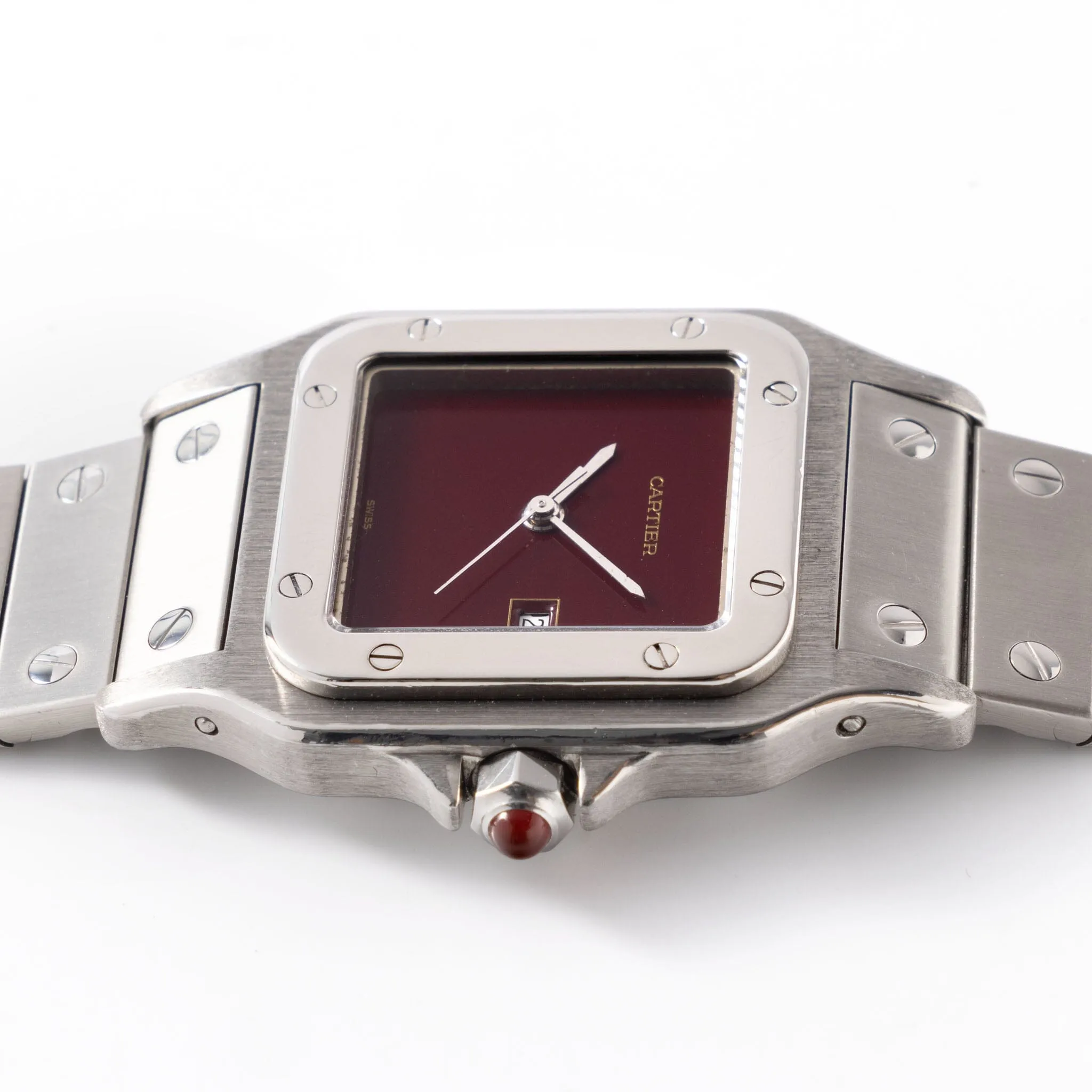 Cartier Santos Carrée Steel with Burgundy Dial Ref 2960