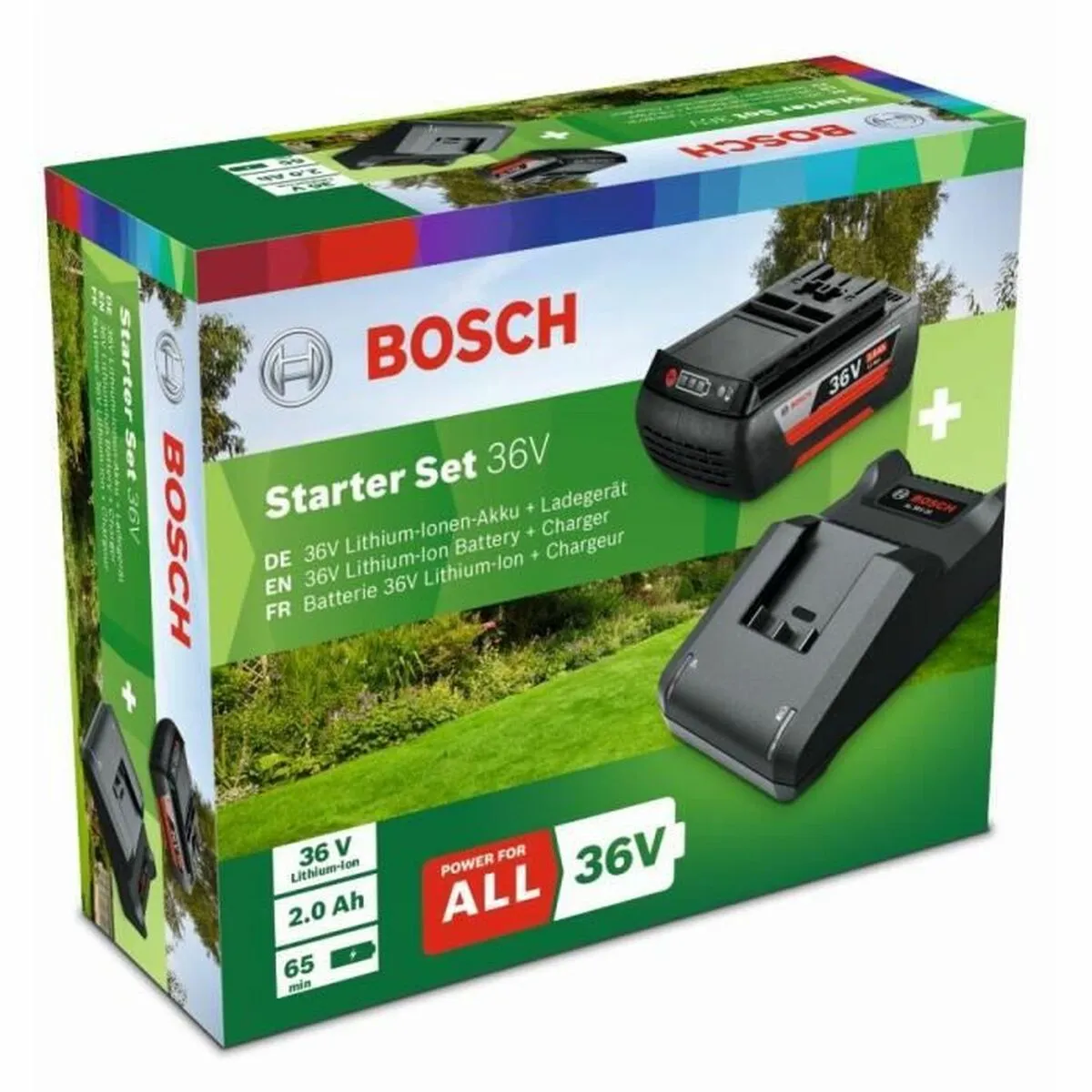 Charger and rechargeable battery set BOSCH Starter Set Litio Ion 2 Ah 36 V