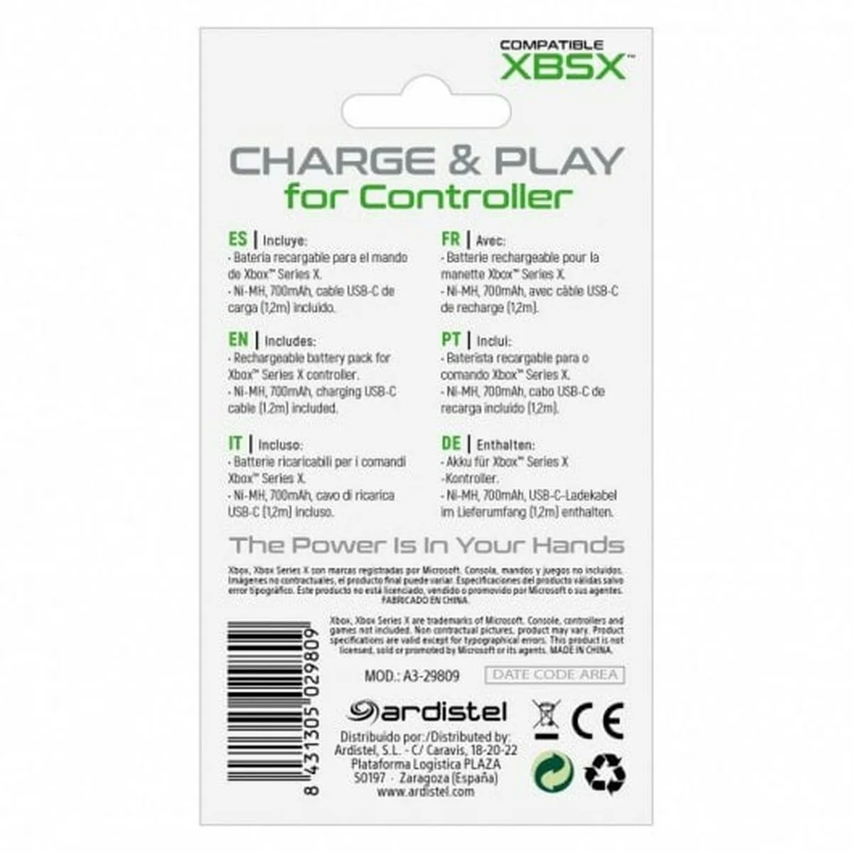 Charger Xbox Series X/S Blackfire 8431305029809