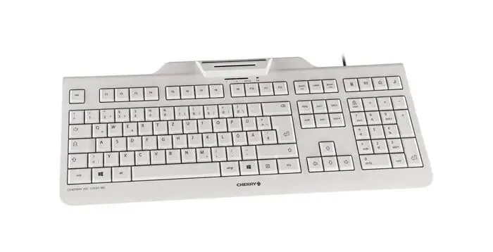 CHERRY KC 1000 SC Corded Smartcard Keyboard, Light Grey, USB (QWERTY - UK)