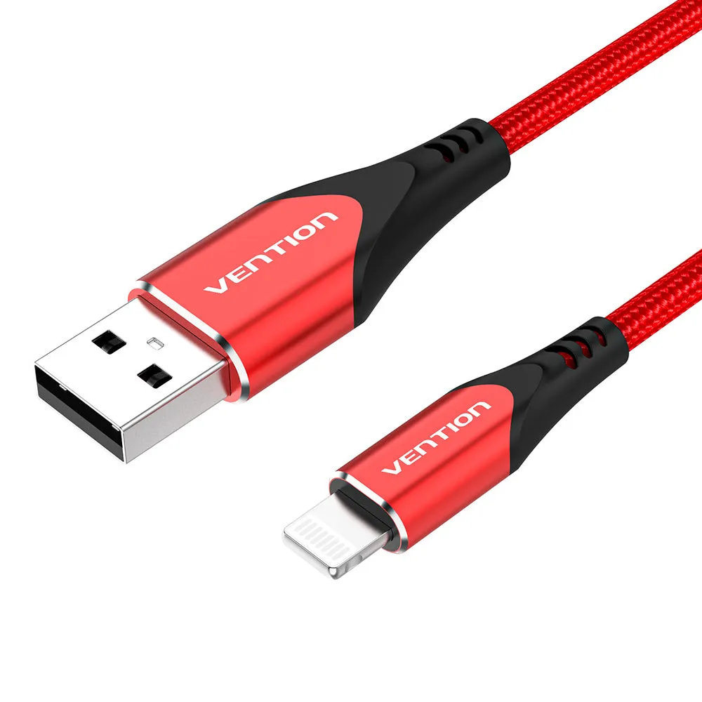 [CLEARANCE] Vention USB 2.0 to Lightning Port Charging and Data Cable for Apple Phones and Tablets (Aluminum, Red, Purple) (0.5M, 1M, 1.5M, 2M) | LAB