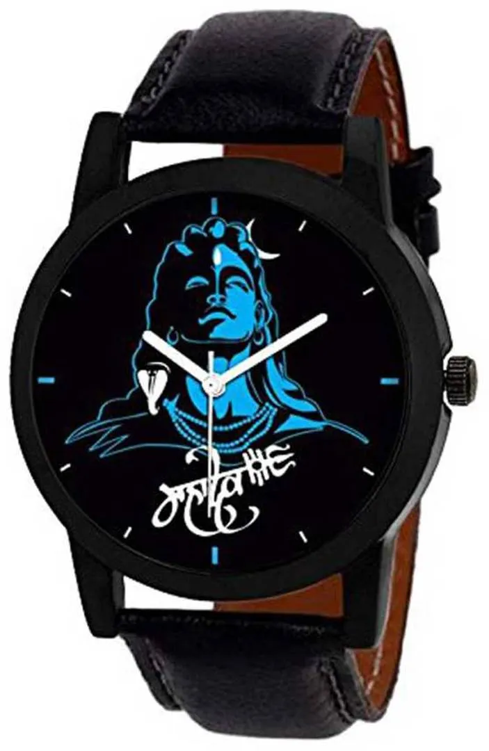 Combo of BLUE MAHADEV Edition Analog watch With Aux Cable , OTG Adapter And Data Cable