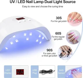 COSCELIA Gel Nail Beginner Kit Nail Polish Kit 15pcs U-V/LED Semi-Permanent Gel Nail Polish Kit with 36W Lamp for U-V Gel Nails for DIY Salon at Home