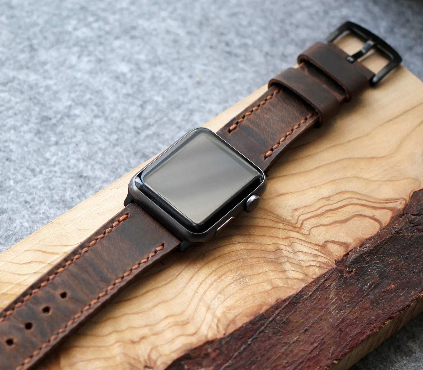 Custom Made Apple Watch Strap - Antique Brown