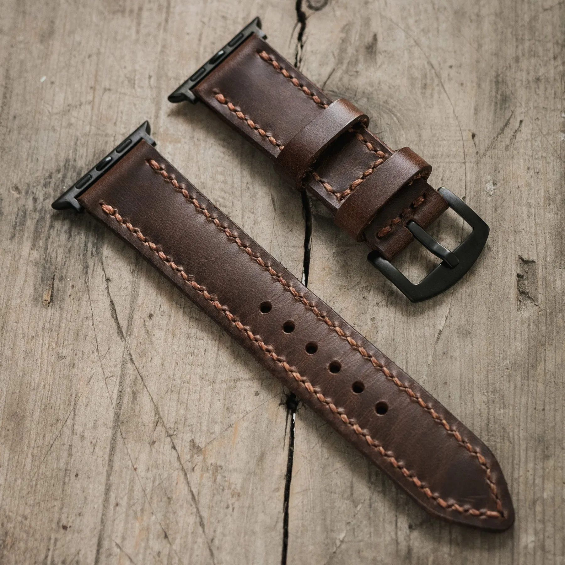 Custom Made Apple Watch Strap - Antique Brown