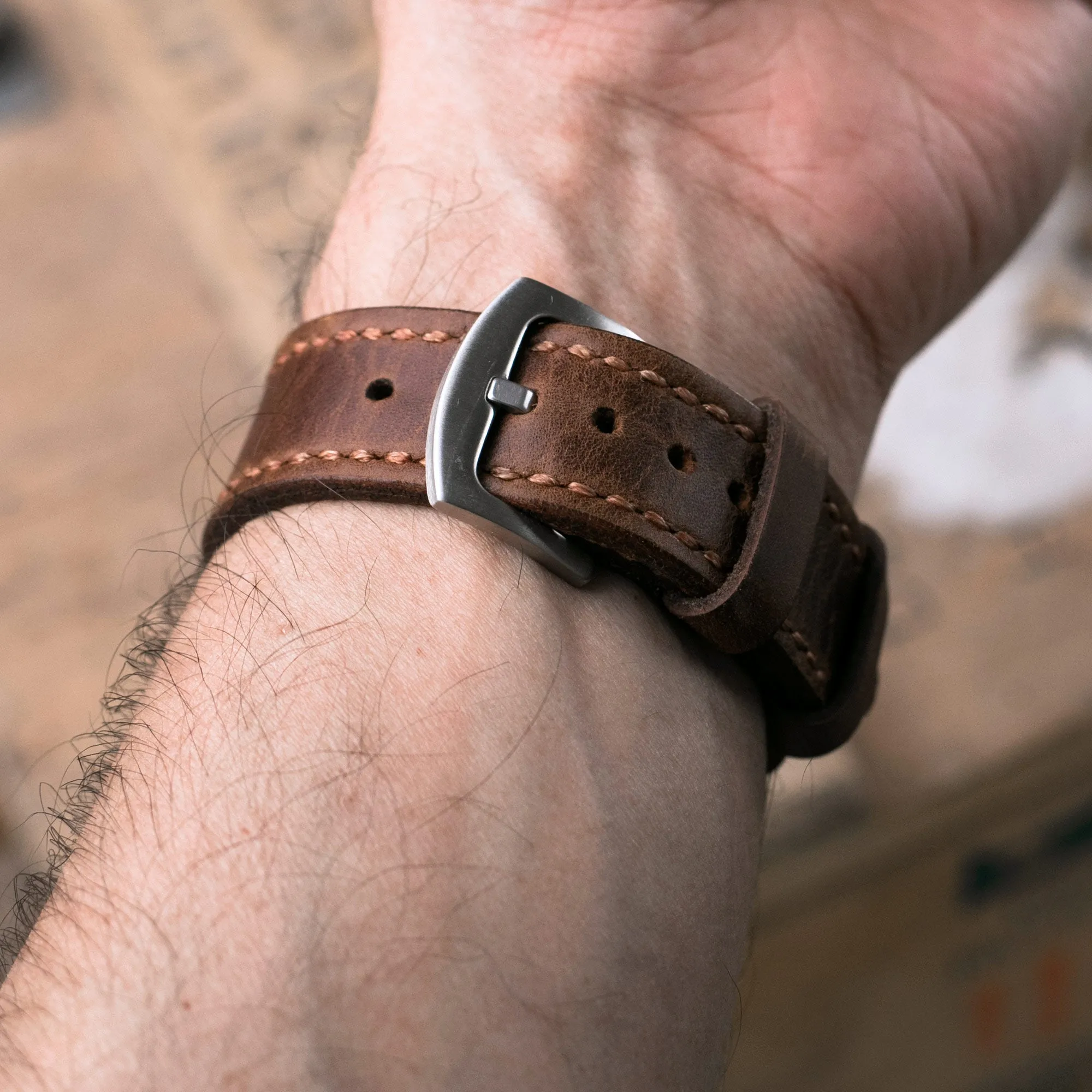 Custom Made Apple Watch Strap - Antique Brown