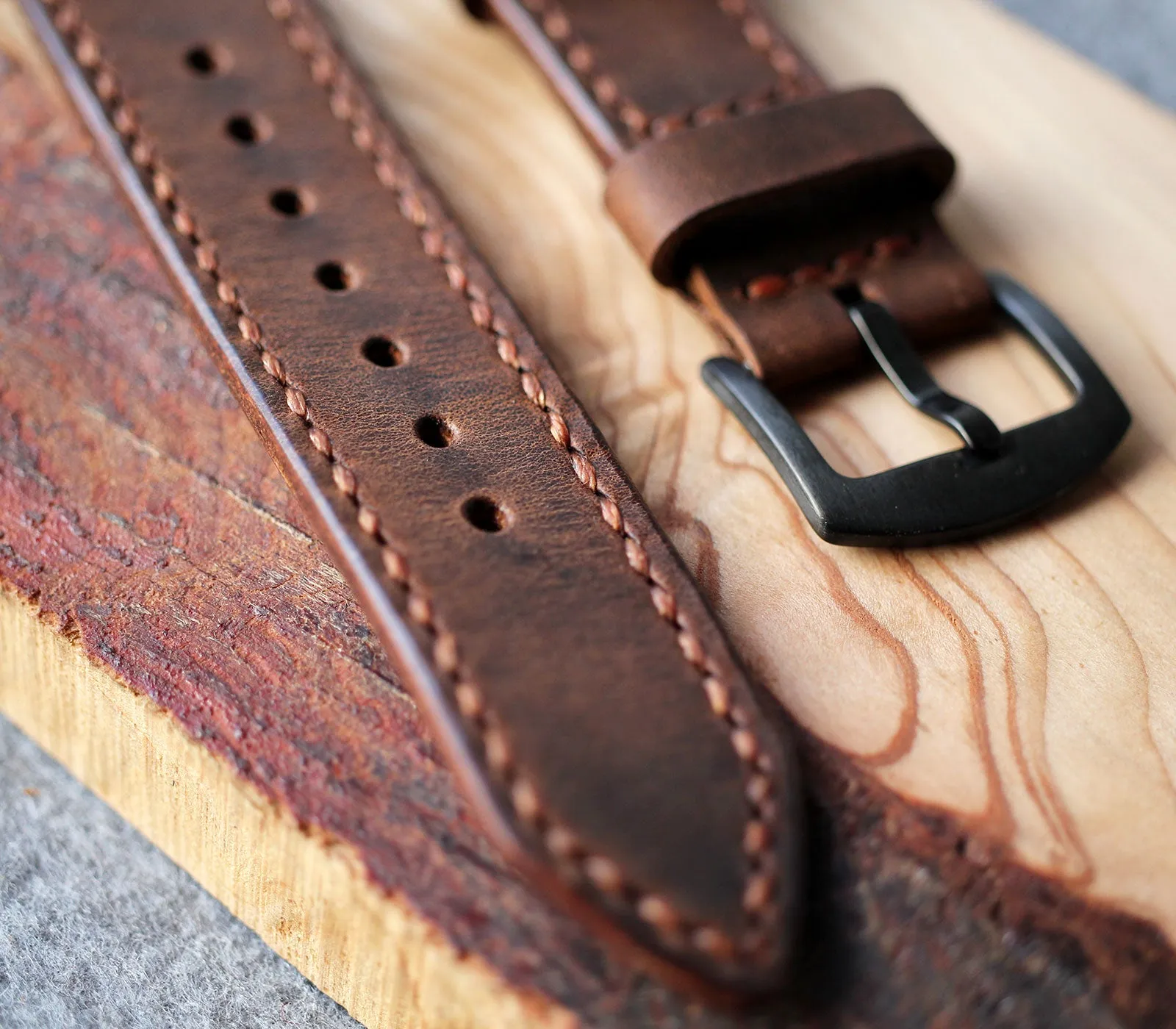 Custom Made Apple Watch Strap - Antique Brown