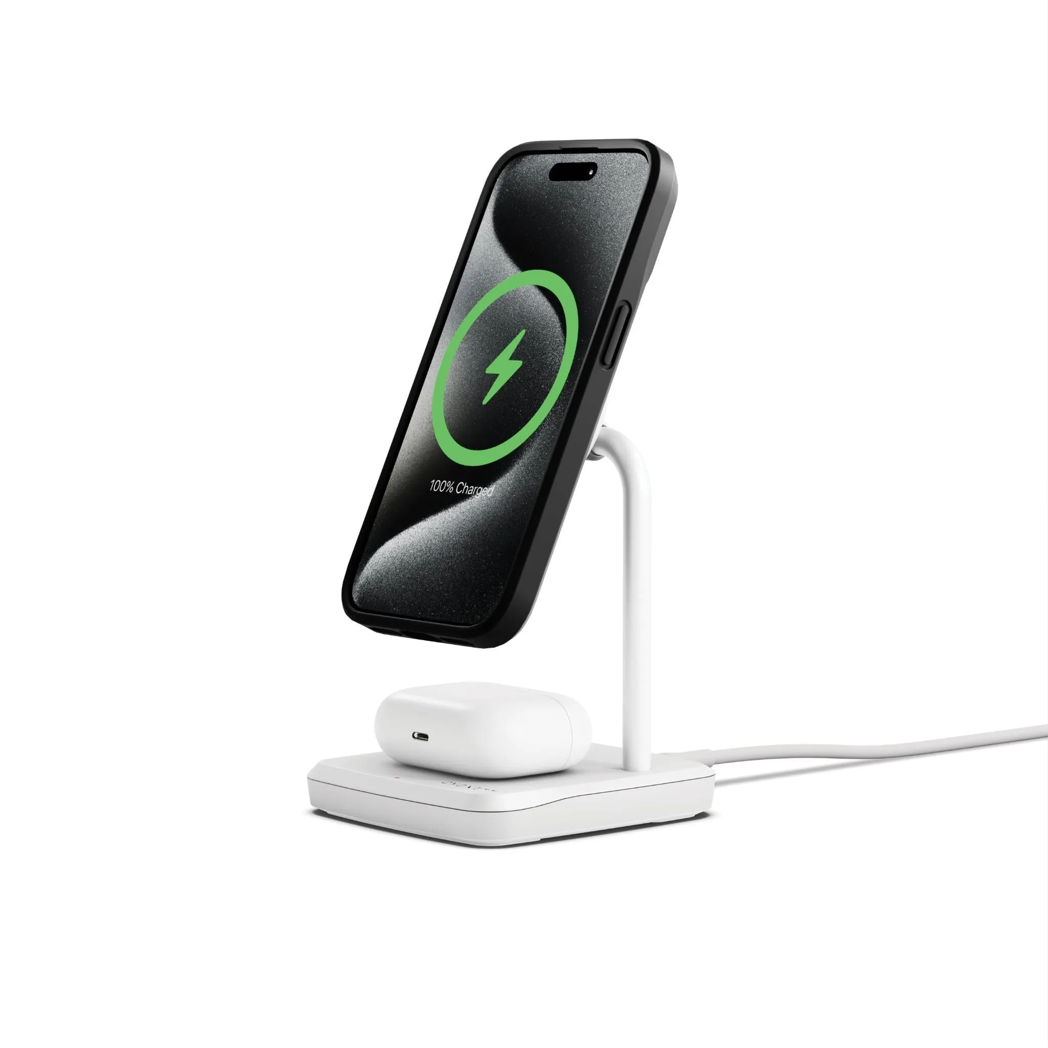 Cygnett ChargeBase 2-in-1 Magnetic Wireless Charger (White)