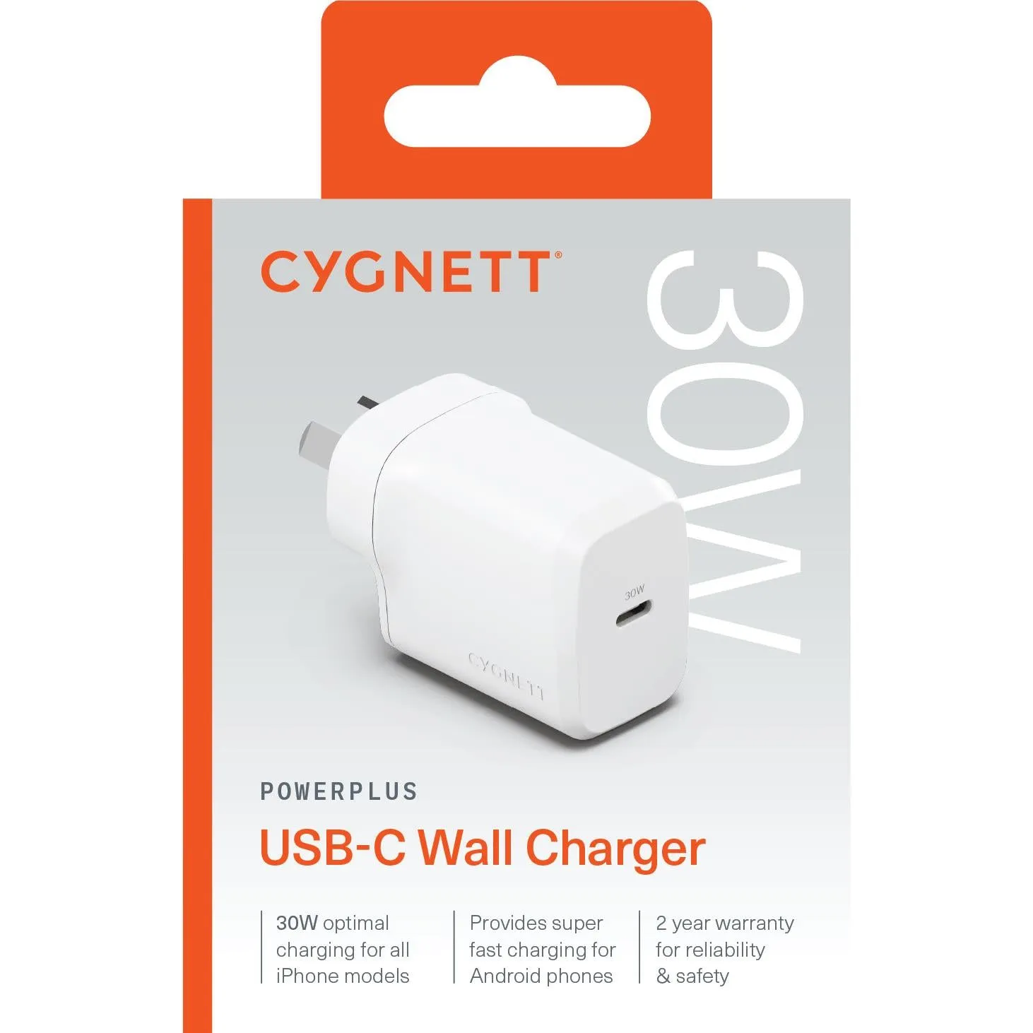 Cygnett PowerPlus 30W Single Port USB-C Wall Charger (White)