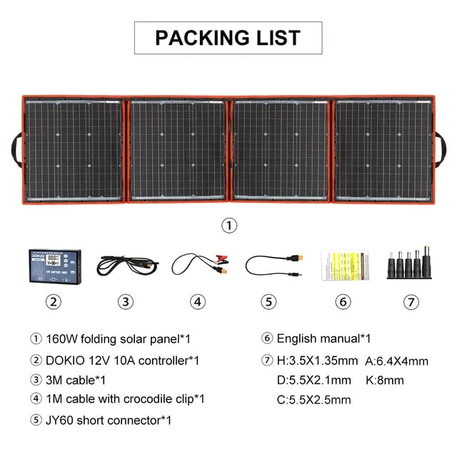 DOKIO 150W Portable Solar Panel 12V Solar Battery For Home/Car/Boat Foldable Solar Panel 150w Monocrystalline