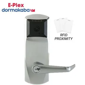 E-Plex - E7900 - Electronic RFID PROX Cylindrical Lever Set - Schlage 'C' - 2 3/8” Backset - Satin Chrome - Grade 1