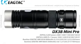 EagleTac DX3B Mini Pro XHP50.2 2480 Lumen Flashlight 1 * 18350 Li-ion Battery Included - CW