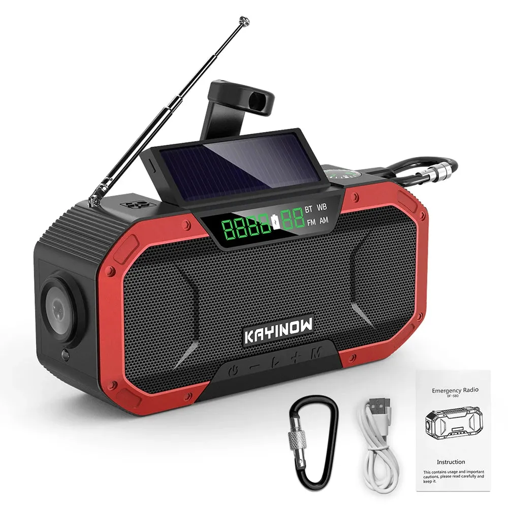 Emergency Sun Power Hand Crank Radio 5000mAh Power Bank Charger Flash Light Outdoor Camping Survival Radio