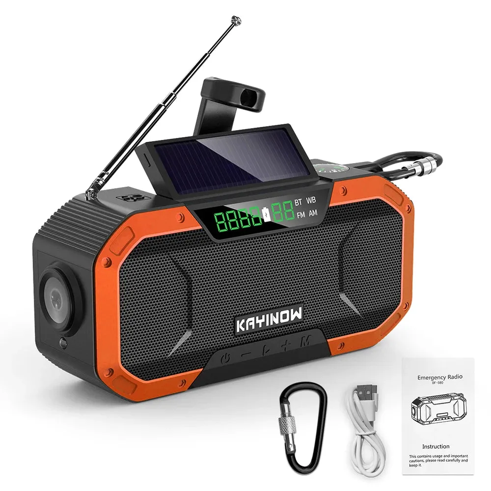 Emergency Sun Power Hand Crank Radio 5000mAh Power Bank Charger Flash Light Outdoor Camping Survival Radio