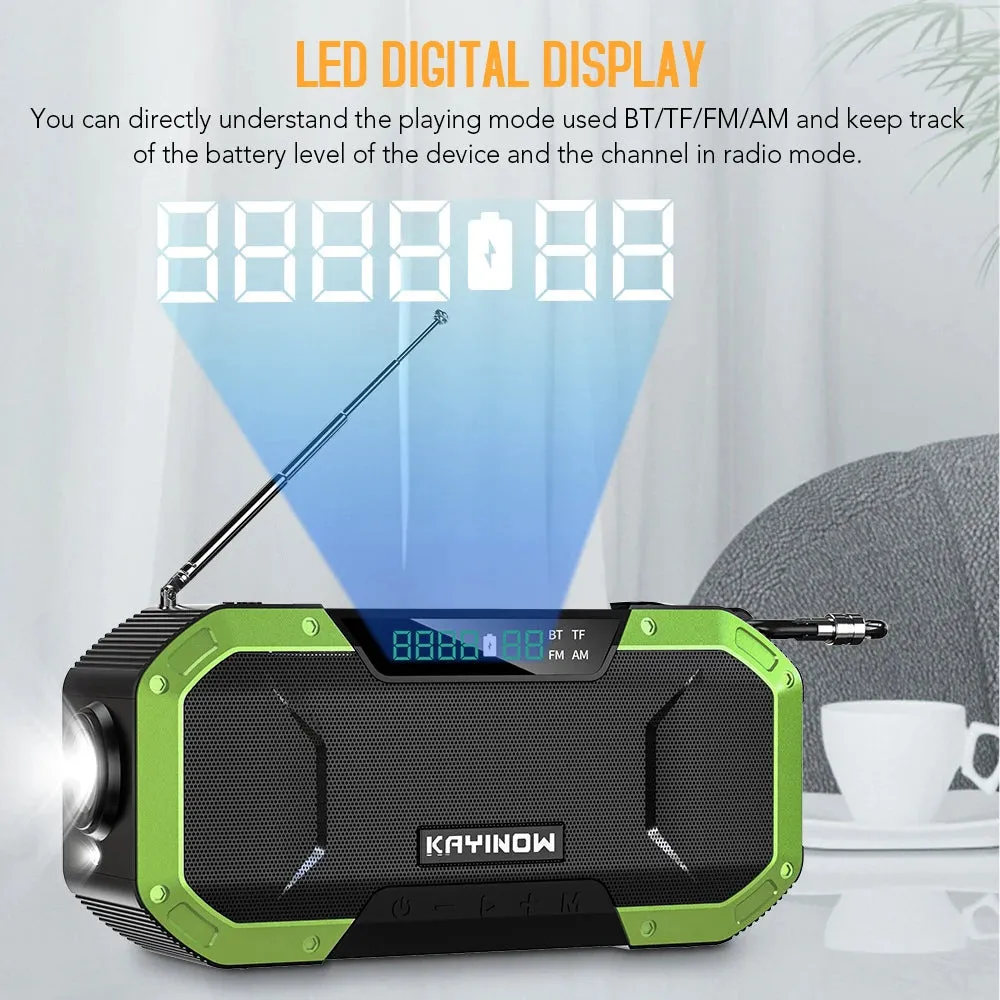 Emergency Sun Power Hand Crank Radio 5000mAh Power Bank Charger Flash Light Outdoor Camping Survival Radio