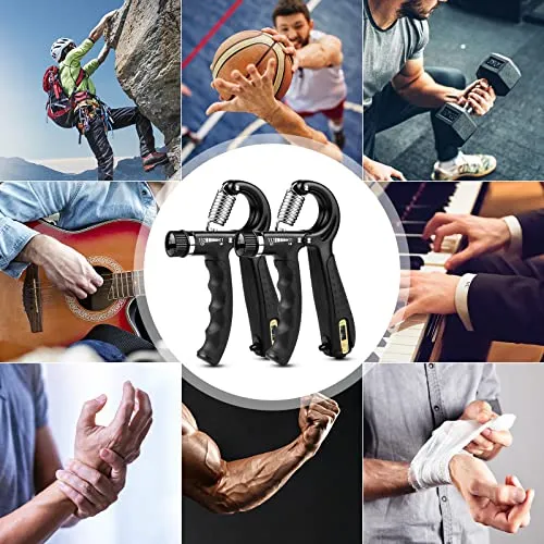 EPKAOZEY Grip Strength Trainer, 2 Pack Hand Grip Strengthener with Adjustable Resistance 11-132Lbs, Forearm strengthener, Non-Slip Hand Gripper for Muscle Building Hand Exercises for Athletes