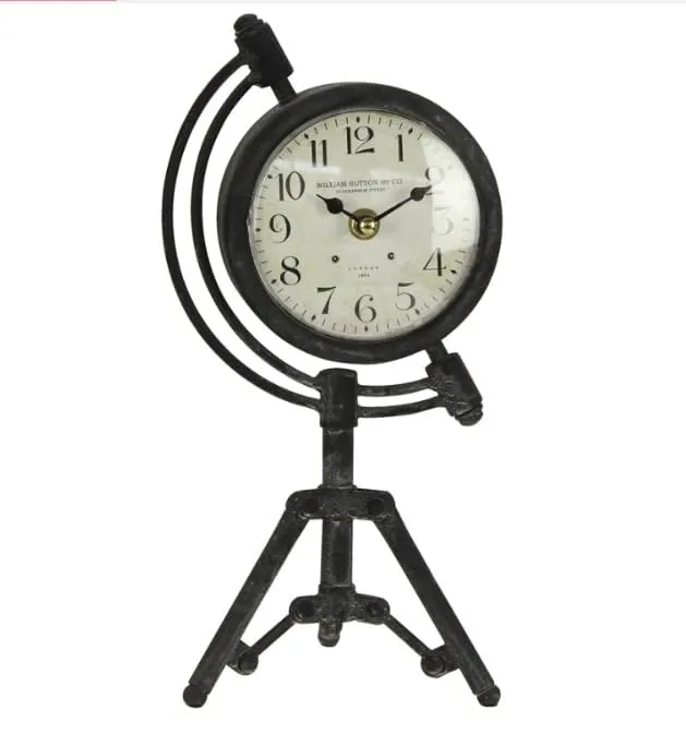 Equater Retro Tripod Pedestal Clock Antique Desk Stand Clock