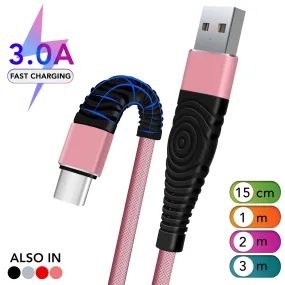 Fast Nylon Braided USB TYPE C Cable For Samsung Galaxy S8 S9 S10 Plus