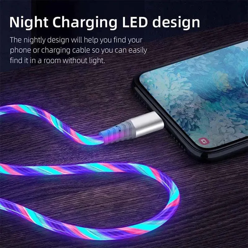 Flow Luminous LED Fast Charging Cable: Stylish Illuminated Data Cord