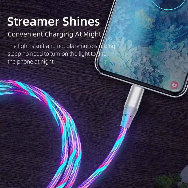 Flow Luminous LED Fast Charging Cable: Stylish Illuminated Data Cord