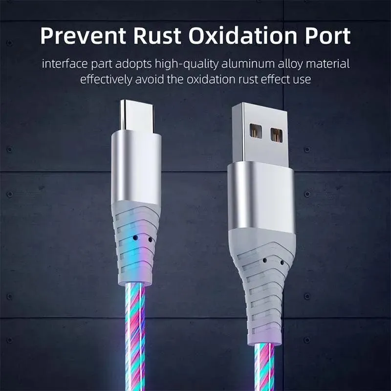 Flow Luminous LED Fast Charging Cable: Stylish Illuminated Data Cord