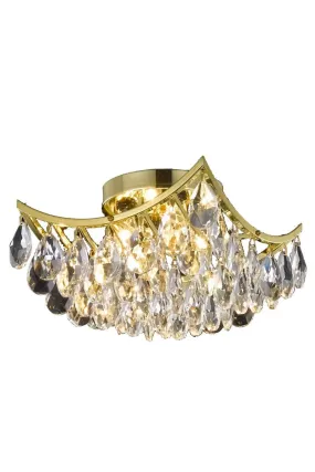 Four Light Flush Mount from the Clara Collection in Gold Finish by Elegant Lighting