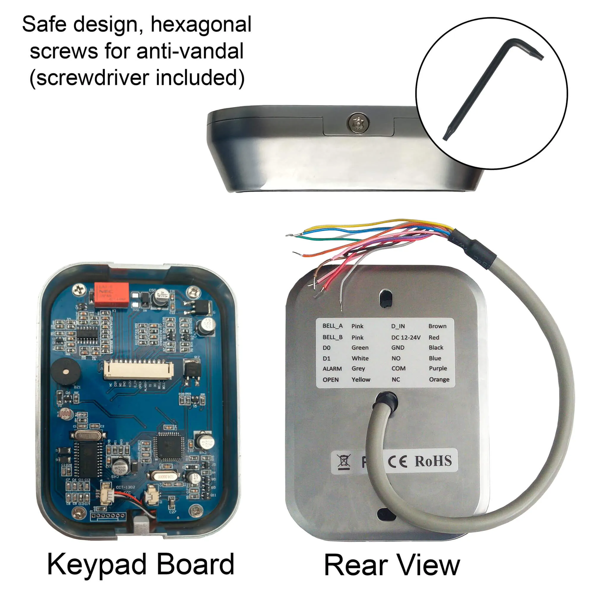 FPC-5158 Two Door Access Control Outswinging Door 600lbs Electromagnetic Lock   Visionis Wireless Remote   Outdoor Keypad Reader Standalone   Mini Controller   Wiegand 26   Push To Exit Button Kit