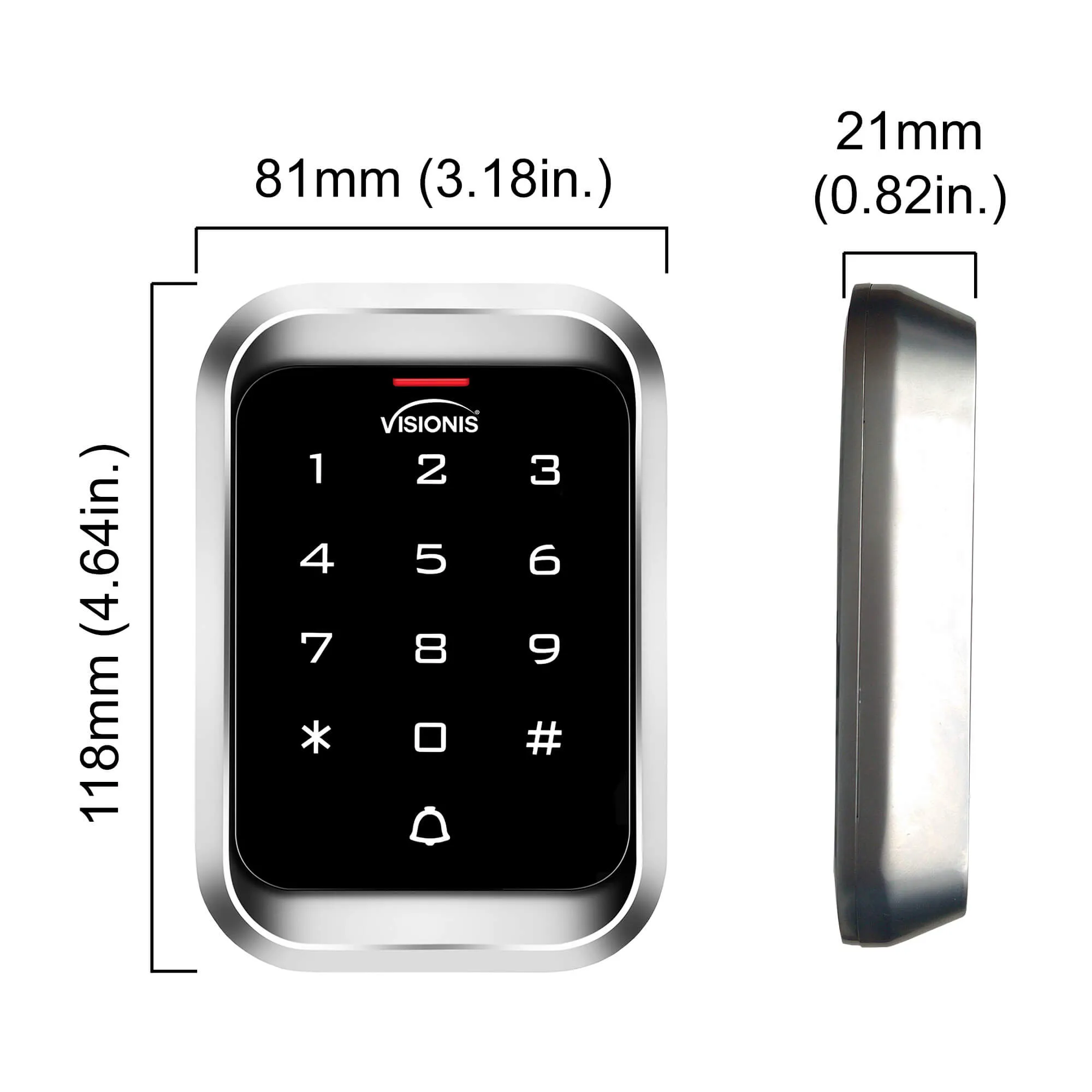 FPC-5158 Two Door Access Control Outswinging Door 600lbs Electromagnetic Lock   Visionis Wireless Remote   Outdoor Keypad Reader Standalone   Mini Controller   Wiegand 26   Push To Exit Button Kit