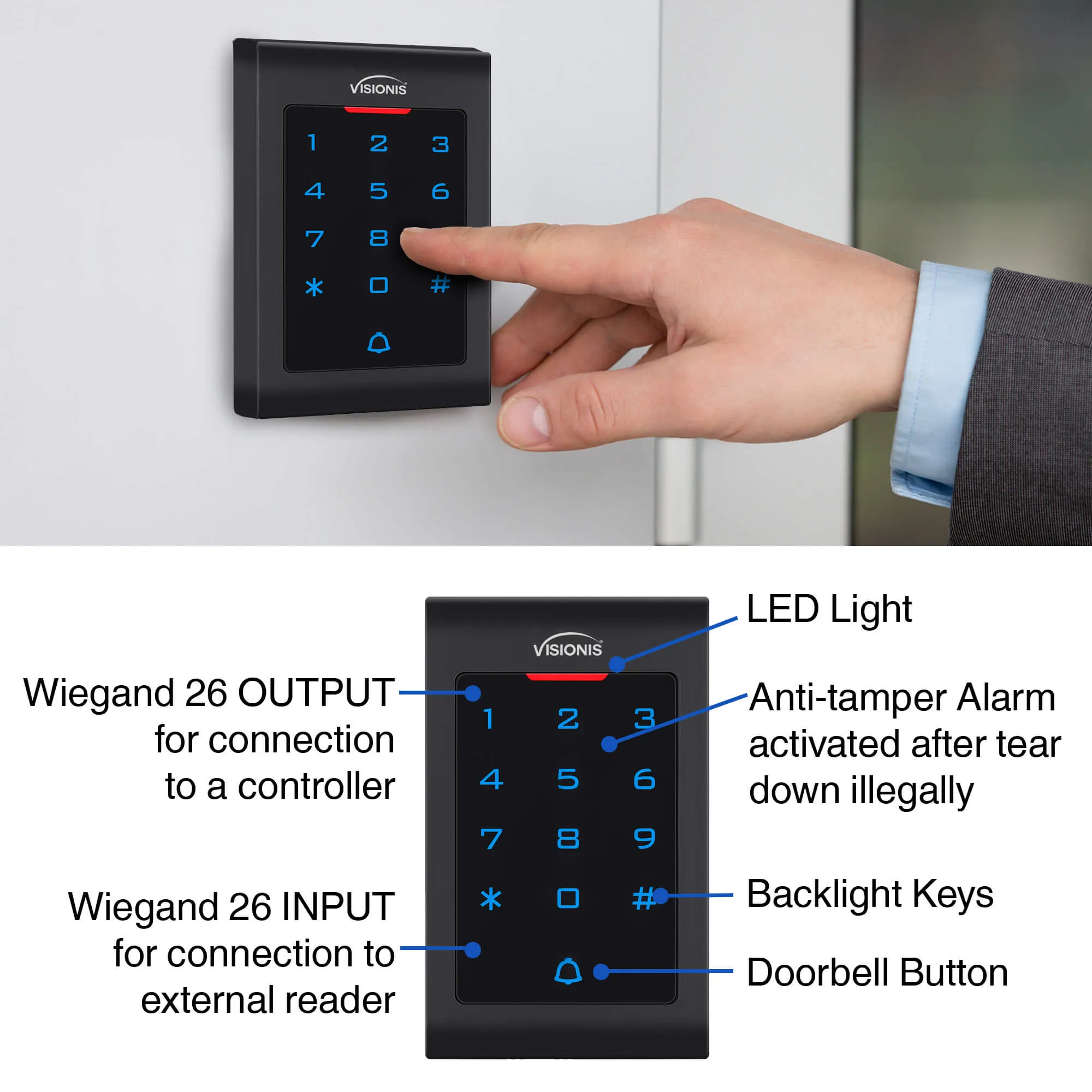 FPC-5343 One Door Access Control In Swinging Door 1200lbs Maglock   Indoor Use Only Keypad/Reader Standalone With Mini Controller   Wiegand 26, No Software, EM Card, 1000 Users, Wireless Receiver Kit