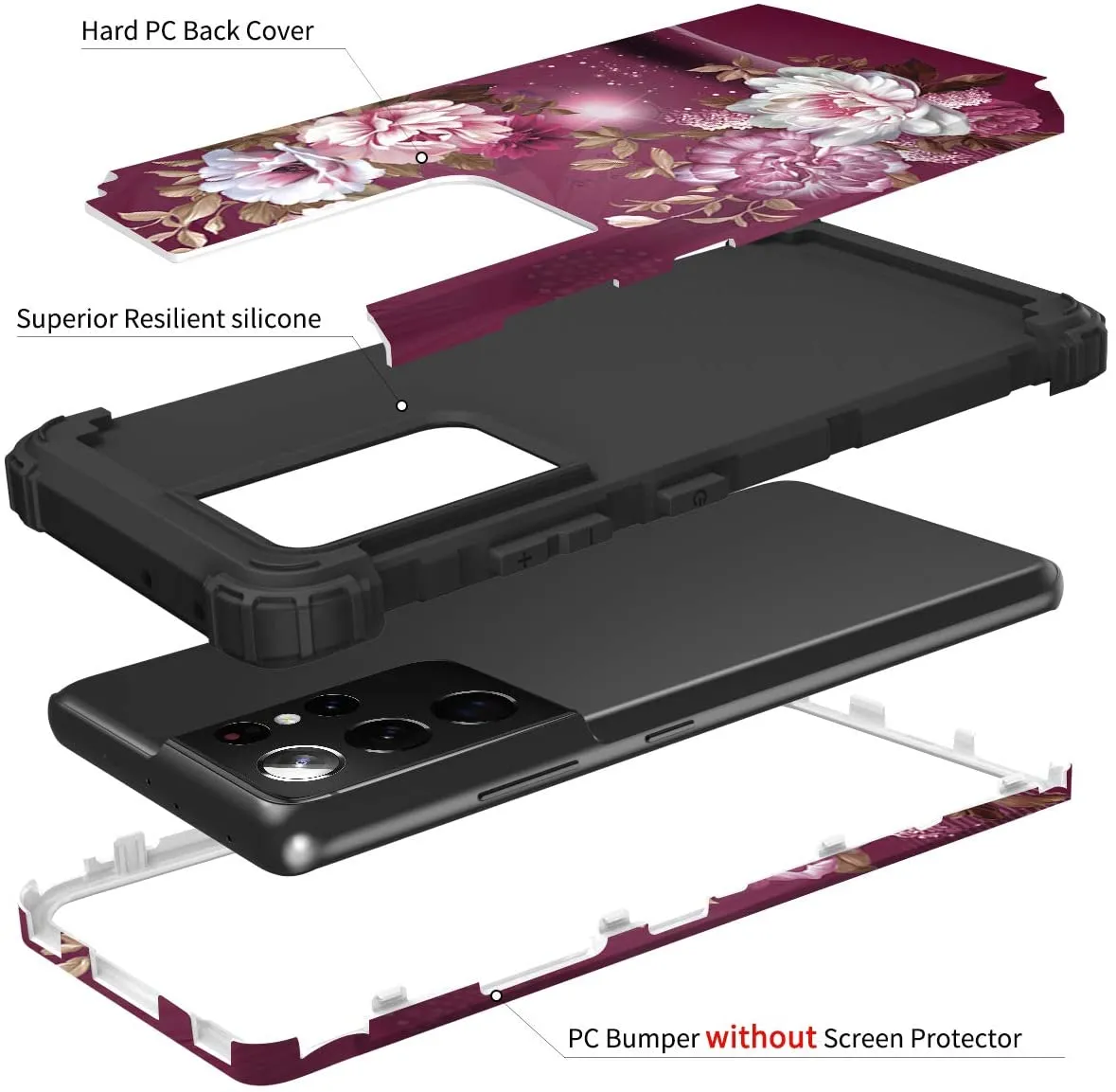 Galaxy S21 Ultra Case Heavy Duty Bumper Hybrid Protective Case