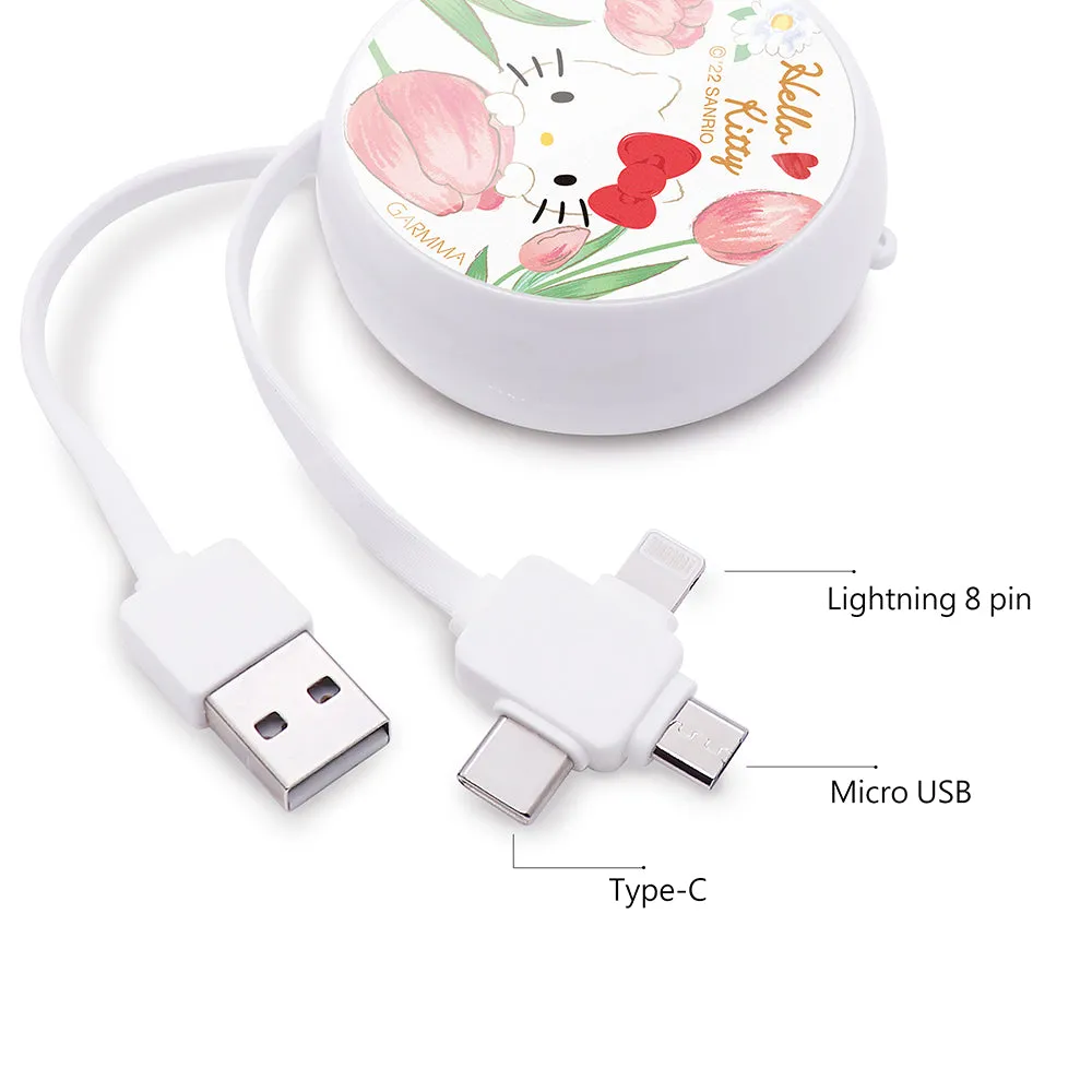 GARMMA Sanrio Characters 3-in-1 Lightning Type-C Micro USB Extracted Extension Cable