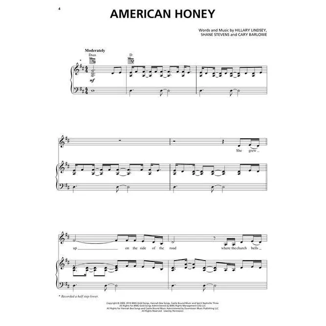 Hal Leonard HL00345260 Country Sheet Music 2010-2019, Piano/Vocal/Guitar Songbook