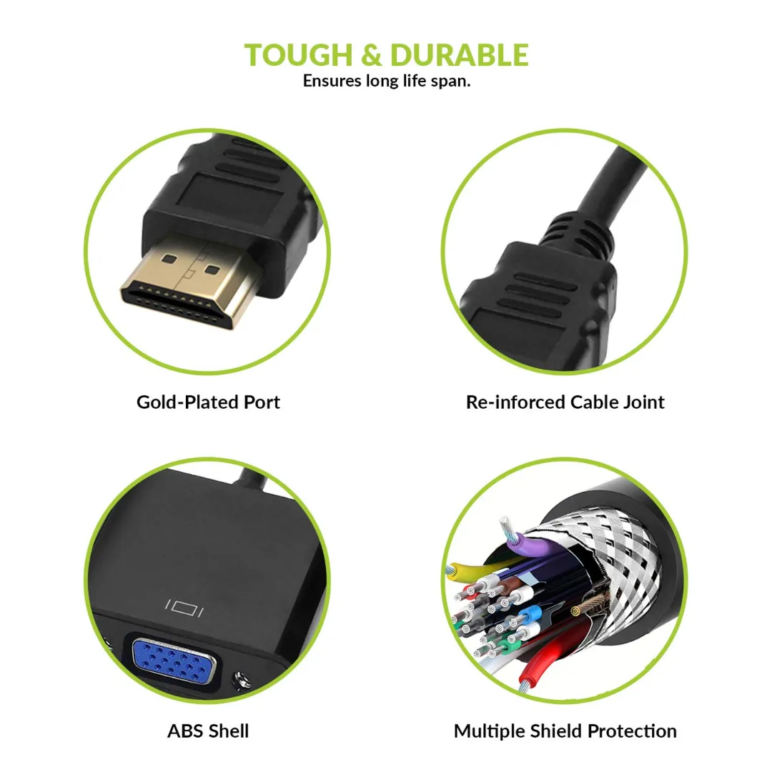 HDMI to VGA Adapter Cable 1080P for Projector, Computer, Laptop, TV, Projectors & TV