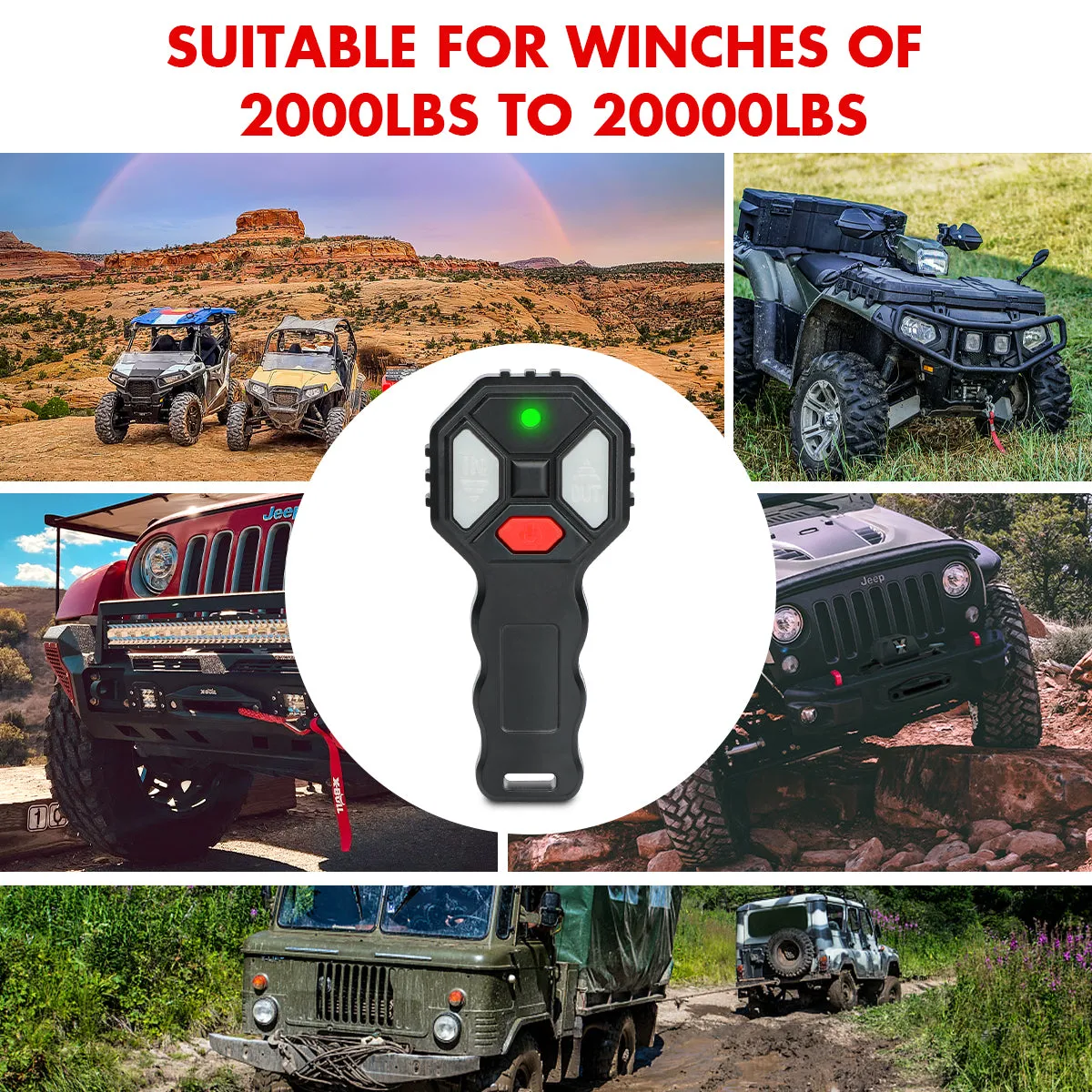 Heavy Duty 12V Wireless Winch Remote Set Long Range X-BULL