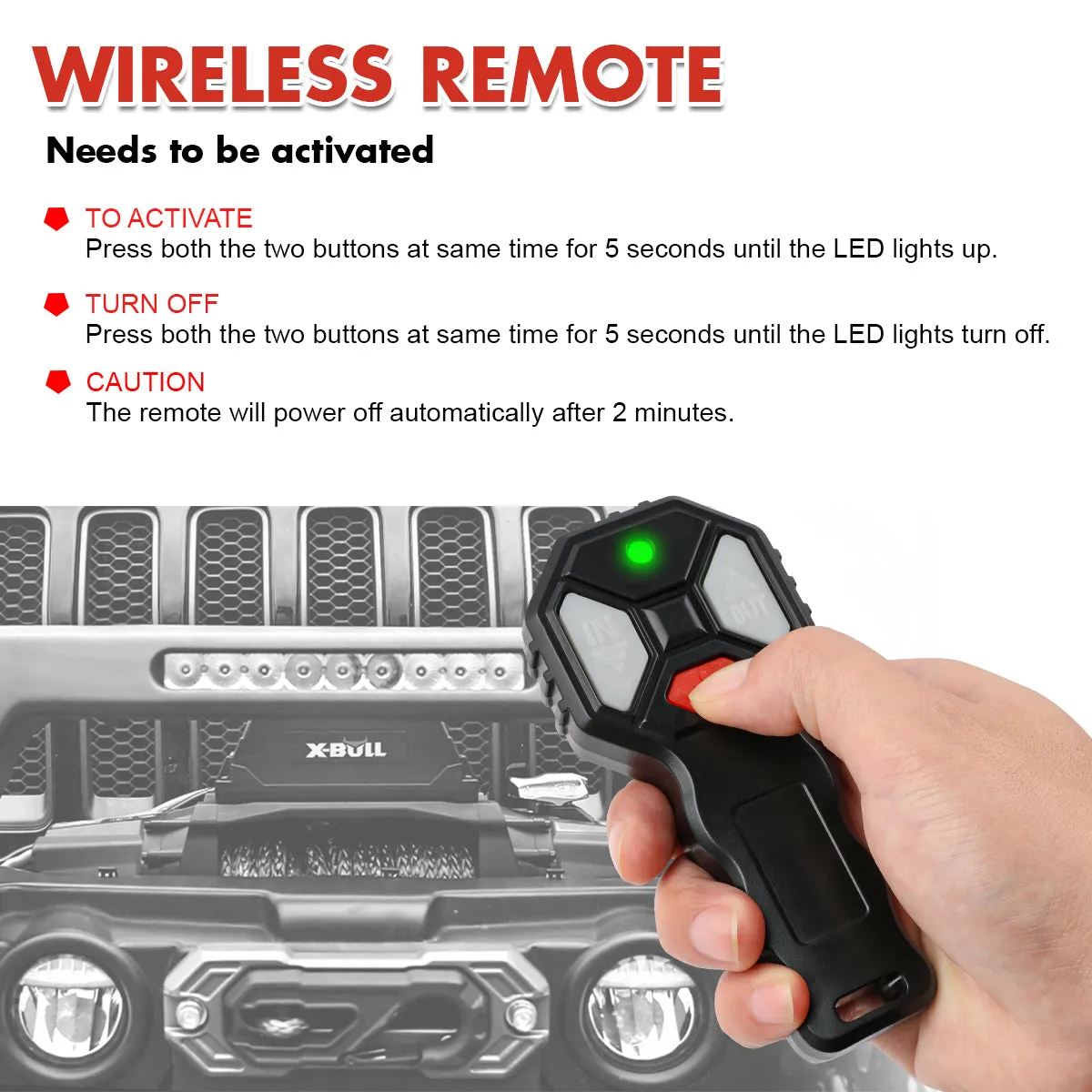 Heavy Duty 12V Wireless Winch Remote Set Long Range X-BULL