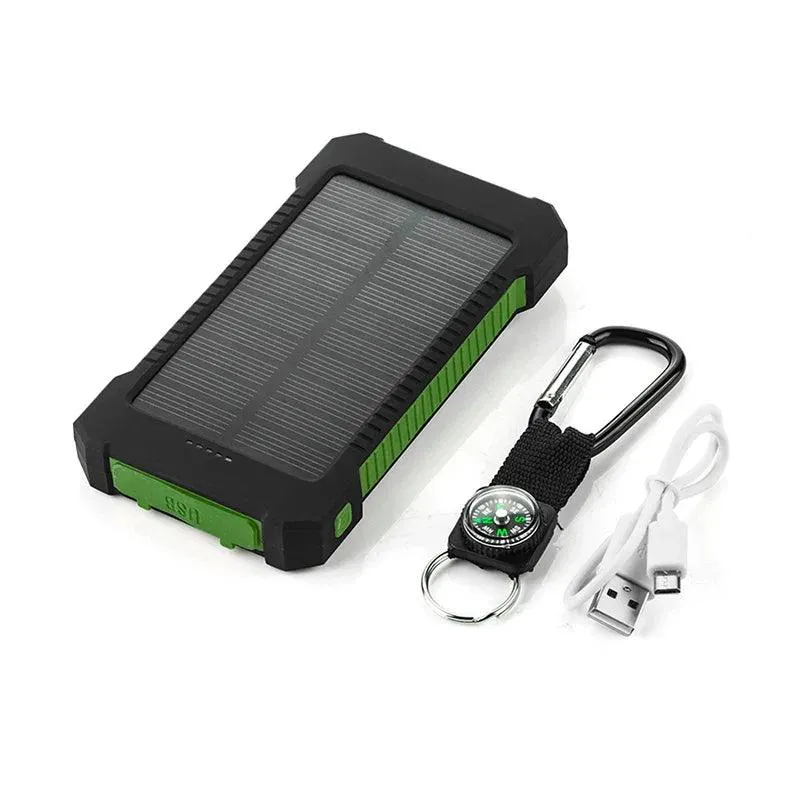 High-Capacity 30000mAh Waterproof Solar Power Bank with Dual USB Ports and LED Light for iPhone & Samsung