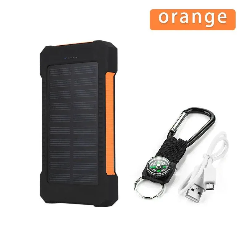 High-Capacity 30000mAh Waterproof Solar Power Bank with Dual USB Ports and LED Light for iPhone & Samsung