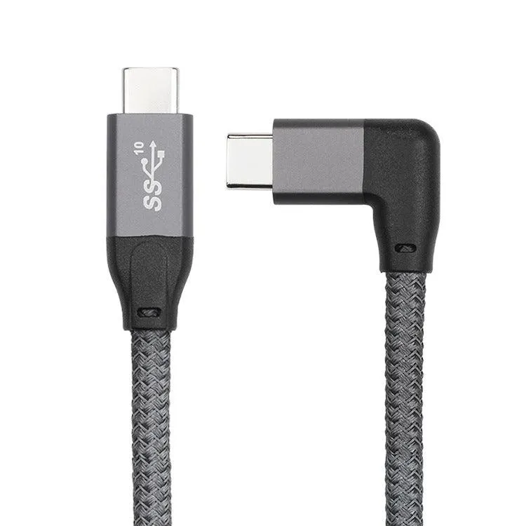 High-Speed 100W USB-C Elbow Male Data and Charging Cable with E-mark - 4K Support