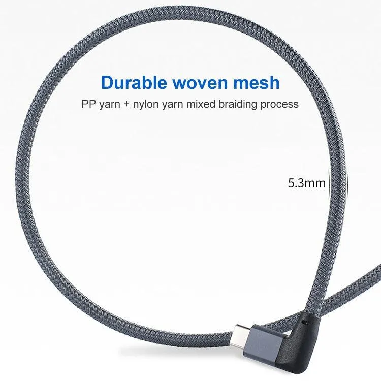 High-Speed 100W USB-C Elbow Male Data and Charging Cable with E-mark - 4K Support