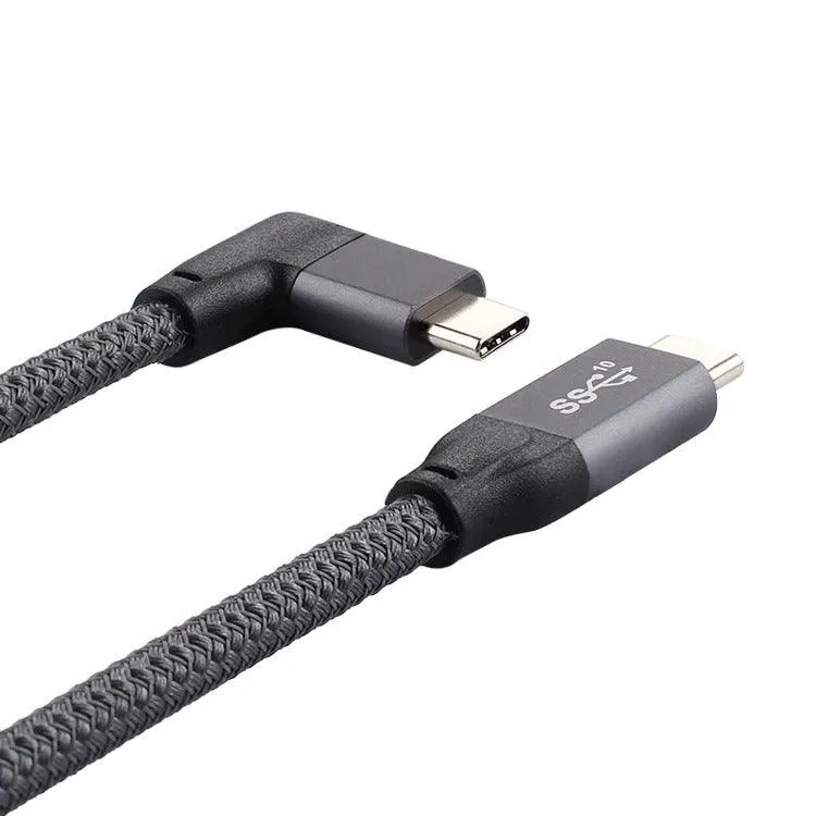 High-Speed 100W USB-C Elbow Male Data and Charging Cable with E-mark - 4K Support