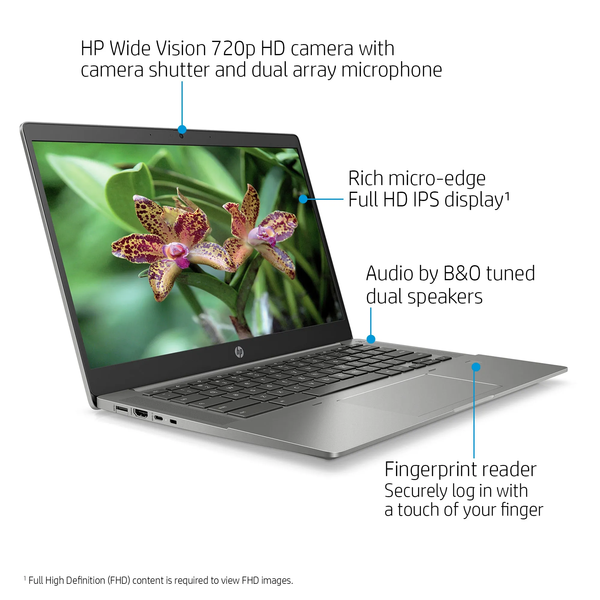 HP 14b-na0010wm 14" FHD Laptop Ryzen 3 3250C 2.6GHz AMD Radeon Graphics 4GB RAM 128GB SSD Chrome OS Silver