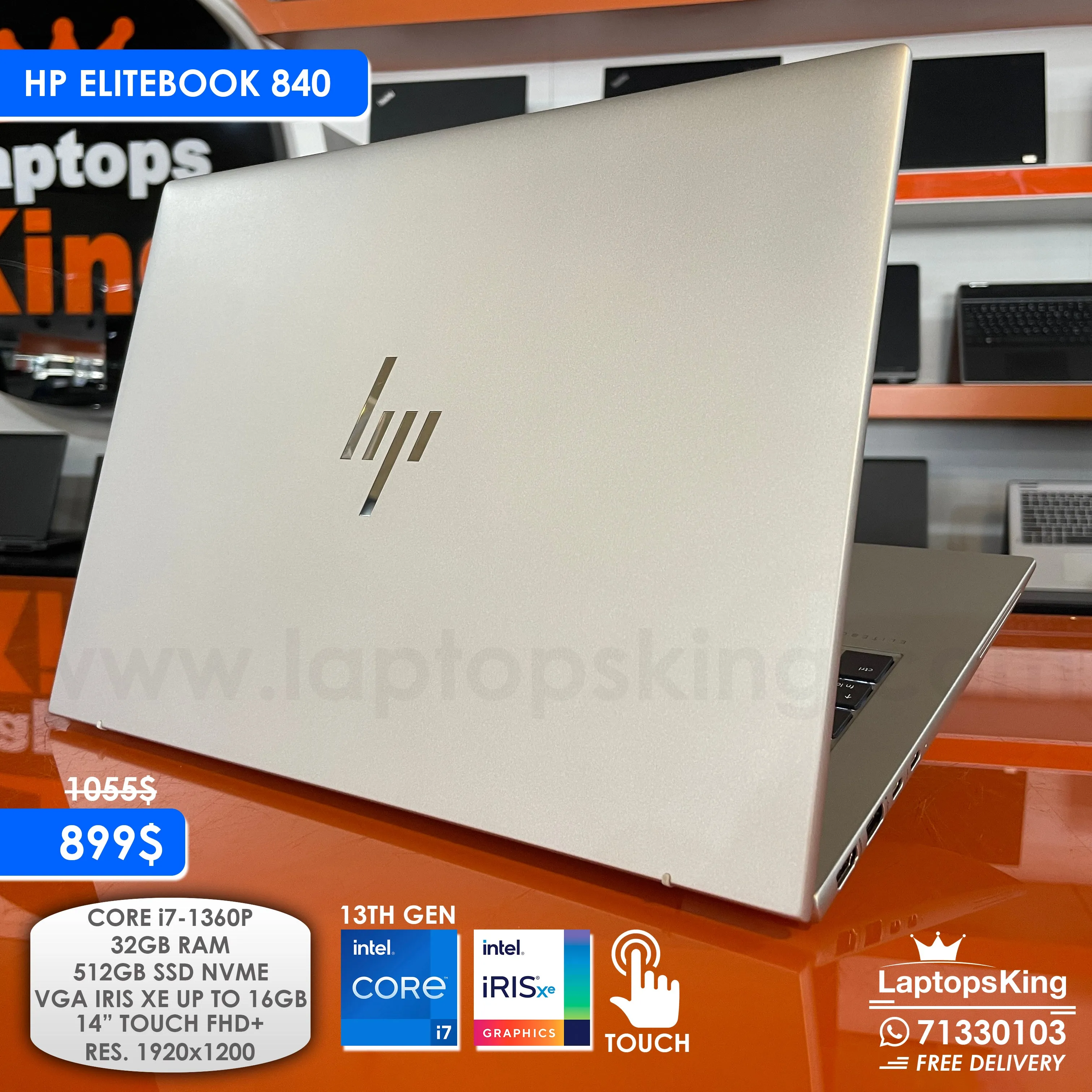 Hp Elitebook 840 Touch Core i7-1360p Iris Xe 14" Laptop (New OB)