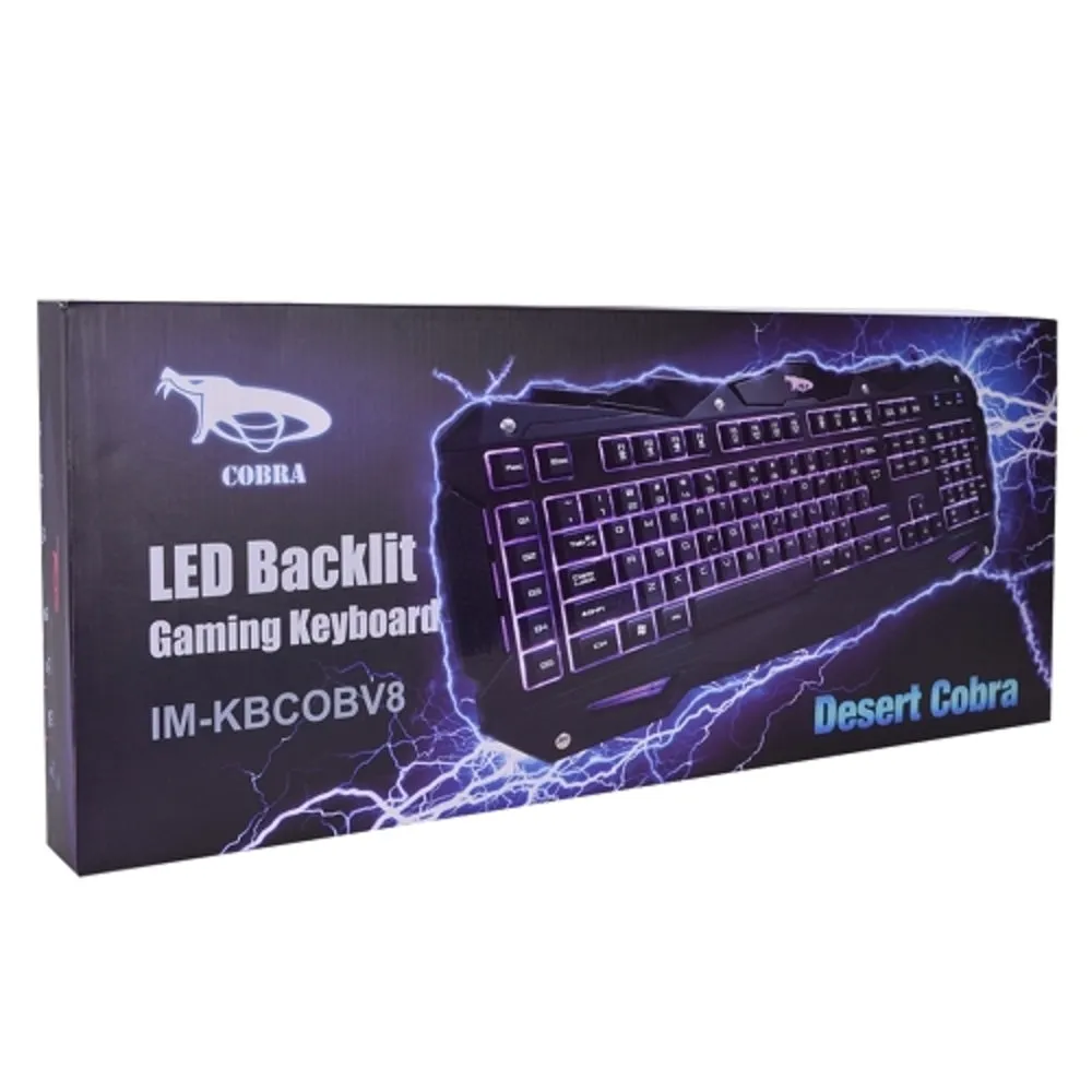 iMicro Desert Cobra IM-KBCOBV8 LED Backlit 110-Key Gaming Keyboard w/5 Programmable Macro Keys (Black)