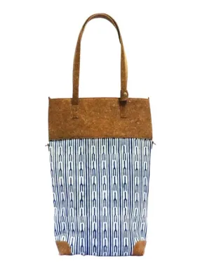 Indigo Fork Vegan Leather and Dabu Print Canvas Tote Bag cum Sling