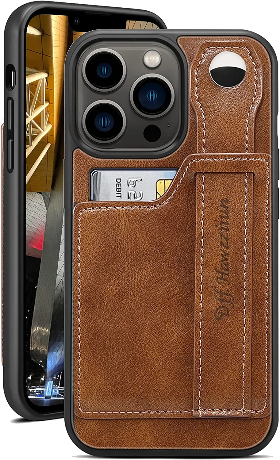 iPhone 13 Pro Max Wallet Case Protective Shockproof Brown