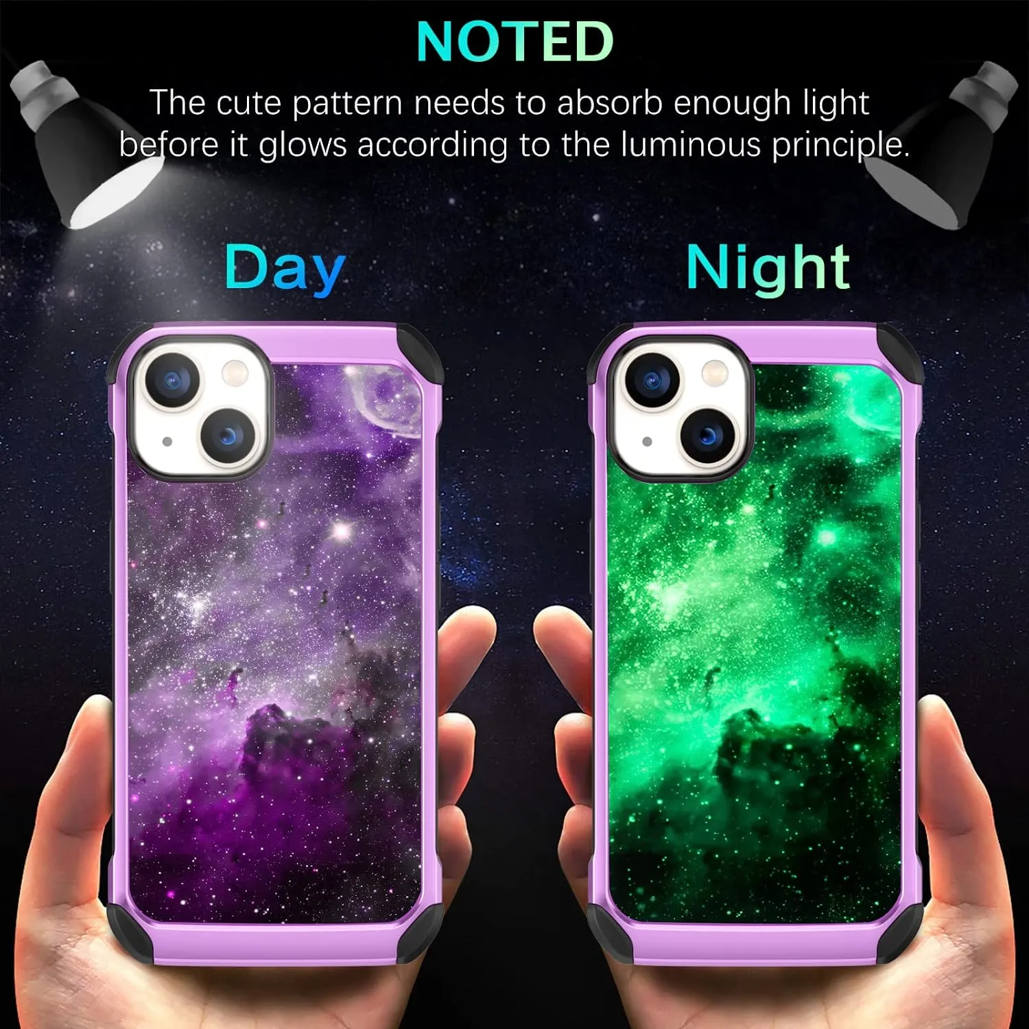 iPhone 14 Case, Phone Case iPhone 14 6.1" , Heavy Duty Shockproof Protection Hybrid Hard PC Bumper Cover, Purple Nebula