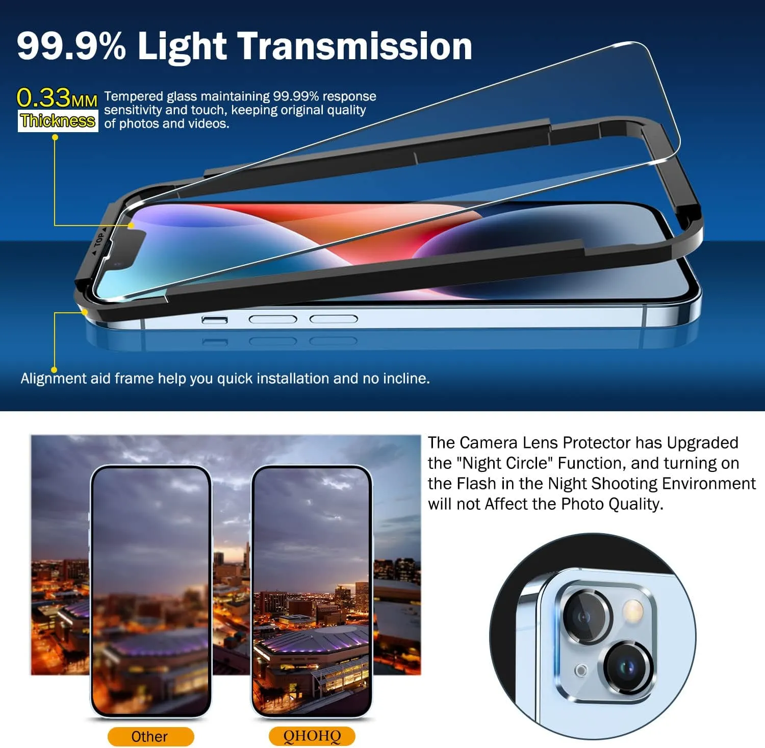 iPhone 14 / iPhone 13 6.1 Inch 3 Pack Tempered Glass Camera Case Friendly