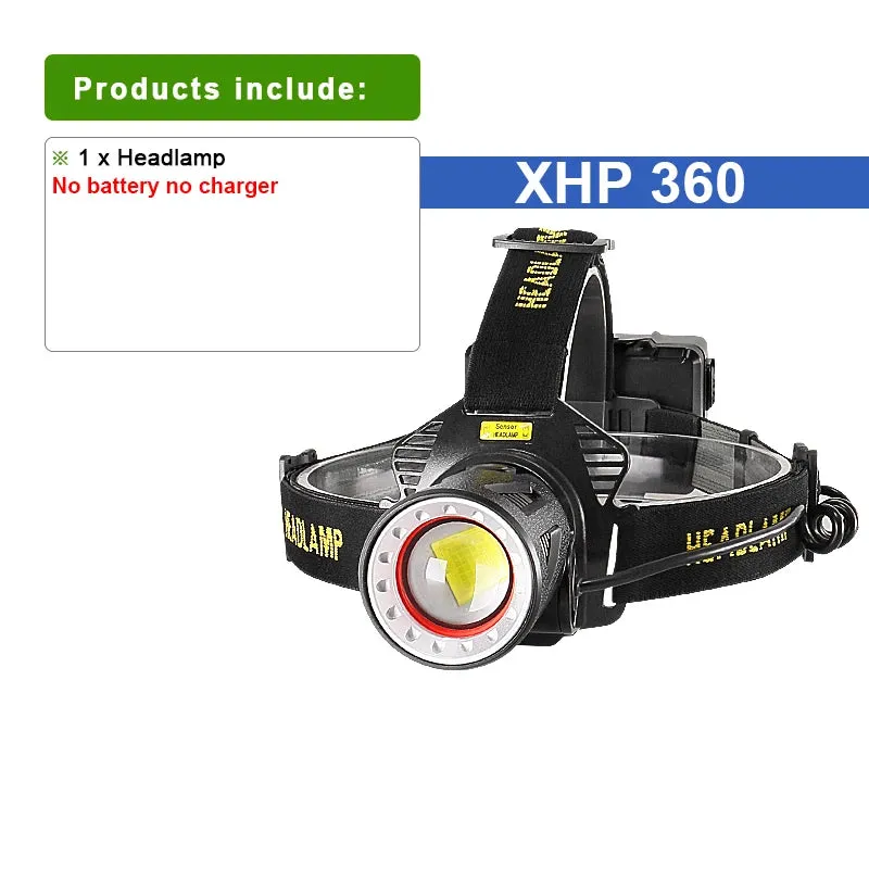 IR Sensor XHP360 Powerful LED Headlamp Rechargeable Head Flashlight XHP199 High Power Headlight 18650 Head Lamps Camping Lantern